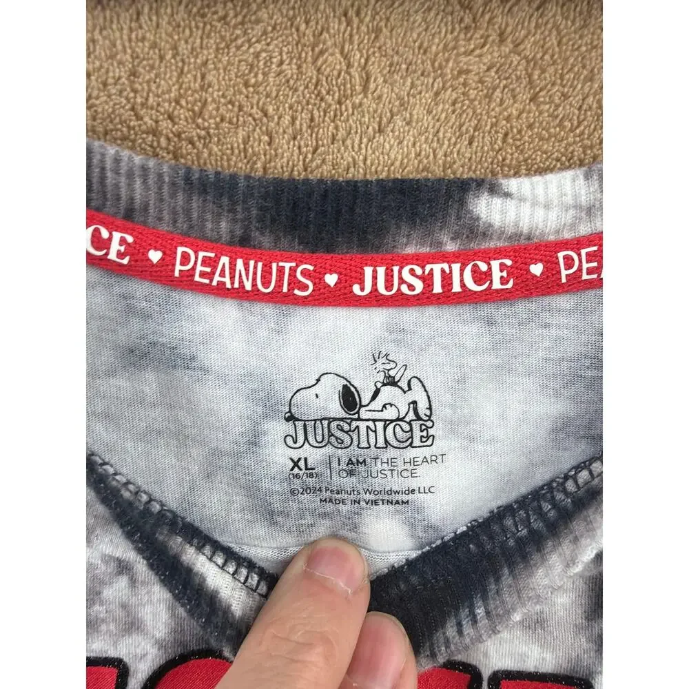 Justice Girls Snoopy DJ Tie Dye Oversized Graphic T Shirt Size XL 18/20 Peanuts
